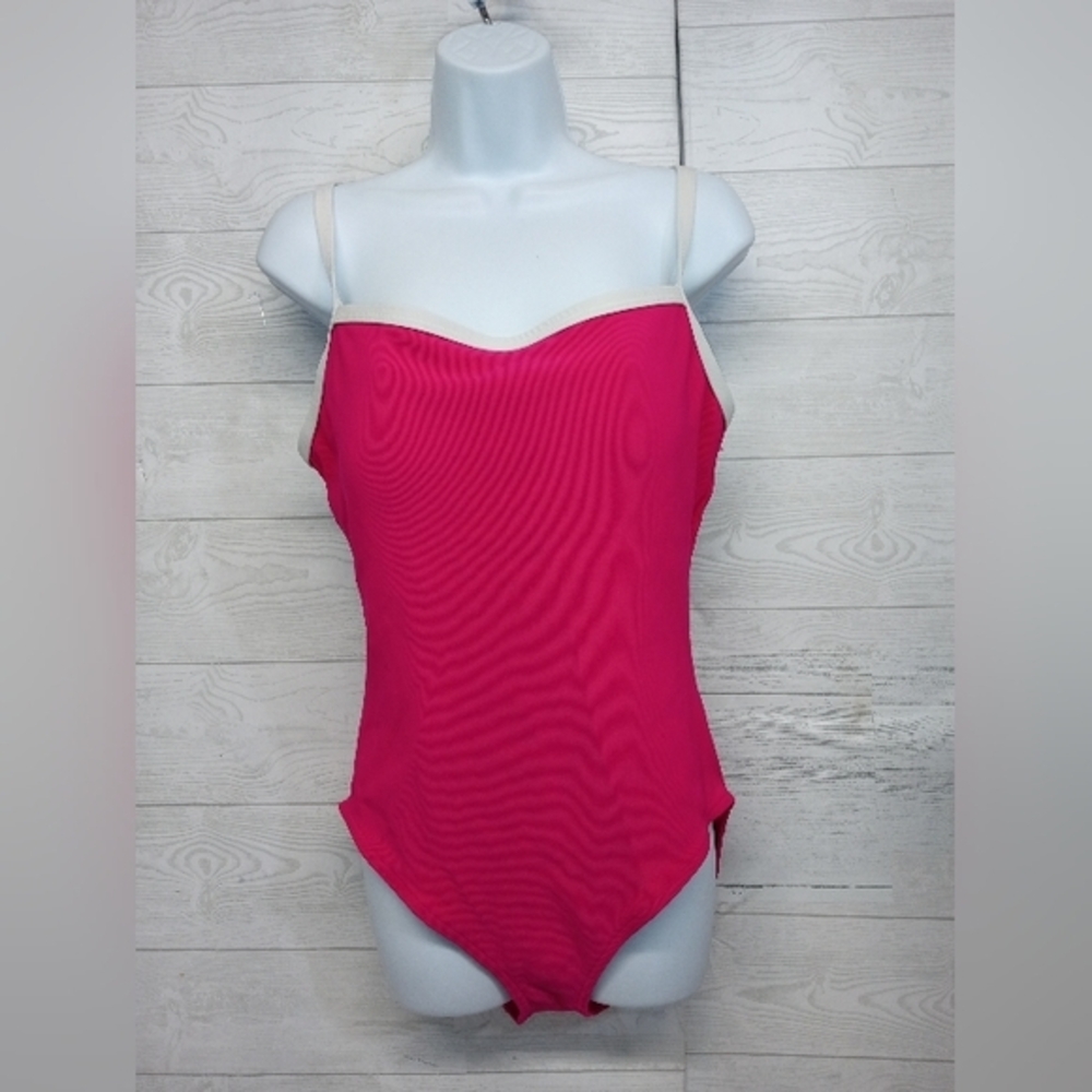 Croft & Barrow Women's Size 18 Pink &‎ White One Piece Swimsuit